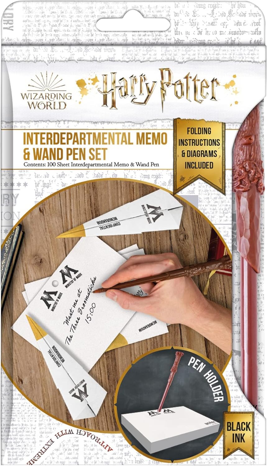 Set di memo interdipartimentale e penna a forma di bacchetta di Harry Potter