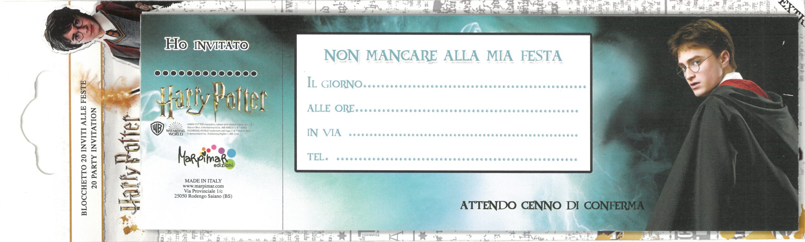 Harry Potter Blocchetto Inviti di Compleanno